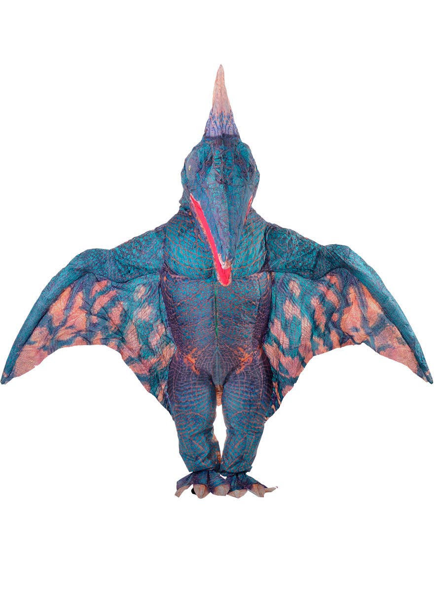 Image of Inflatable Blue Pterodactyl Adult's Dinosaur Costume - Alternate Front Image