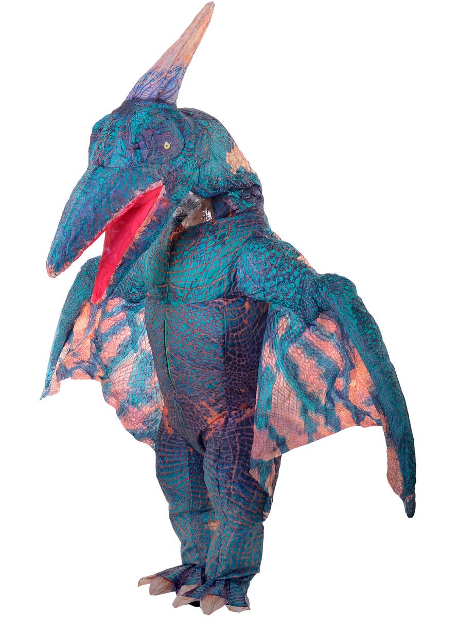 Image of Inflatable Blue Pterodactyl Adult's Dinosaur Costume - Front Image