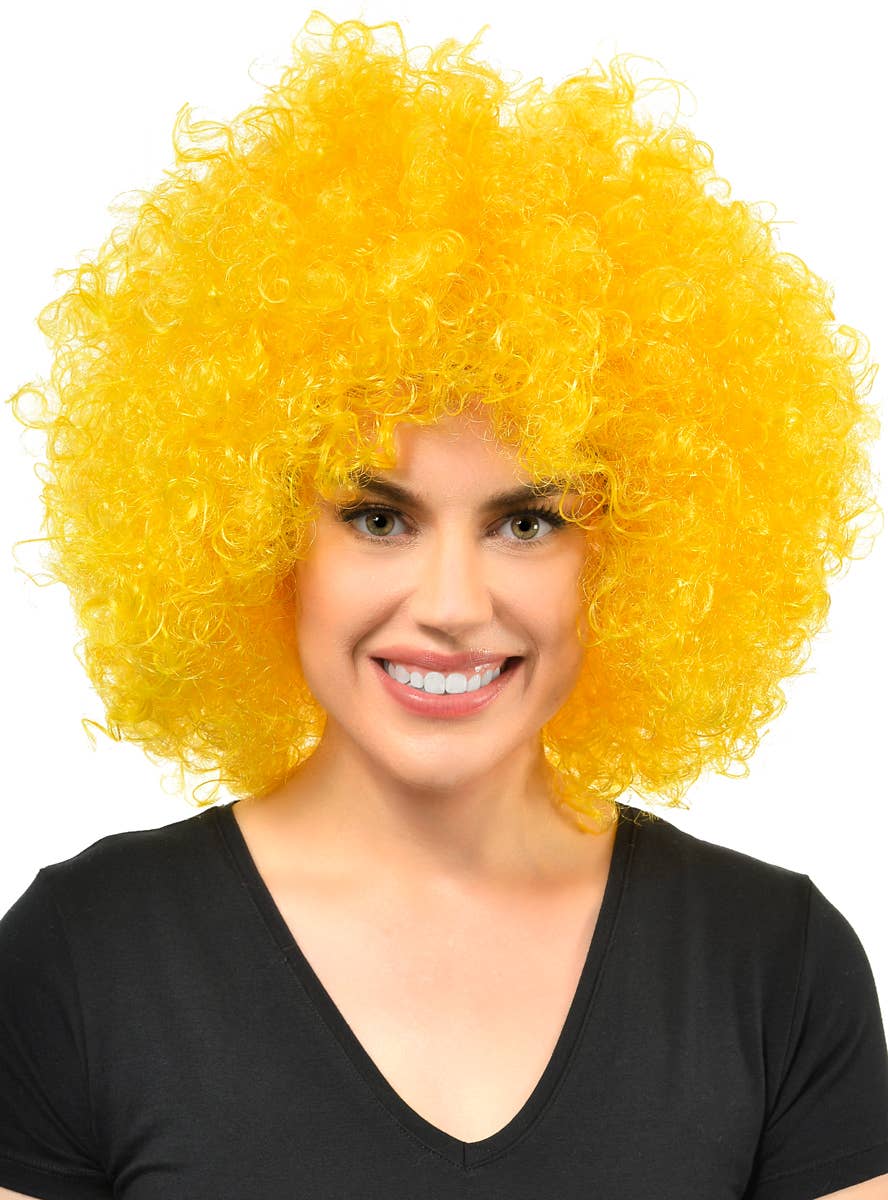 Image of Jumbo Yellow Adult's Curly Afro Costume Wig