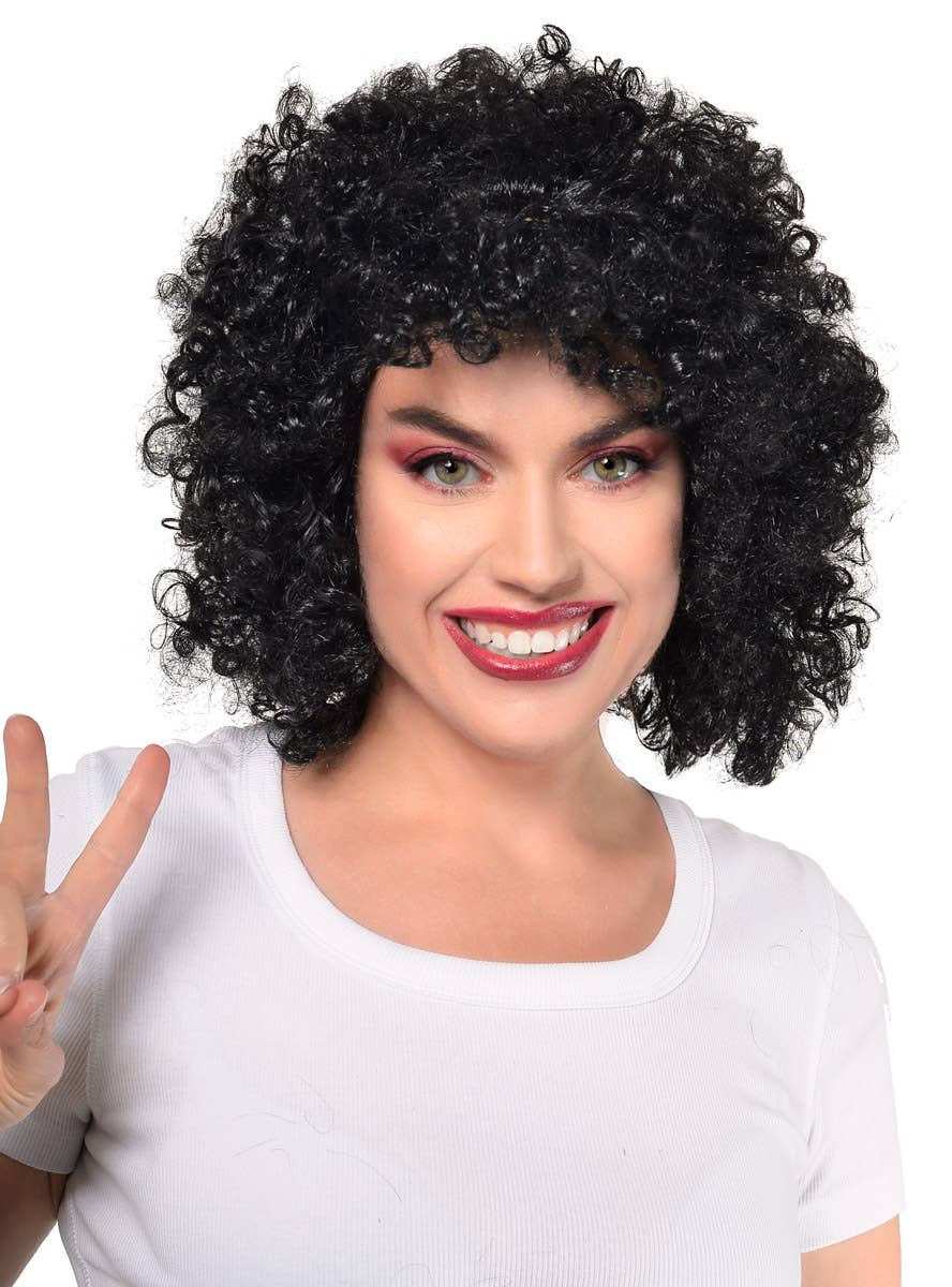 Adults Curly Black Hippie Afro Costume Wig