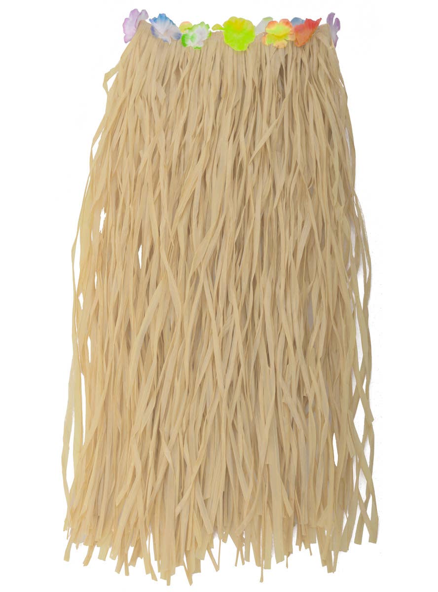 Image of Long Tan Straw Look Hawaiian Luau Adult's Costume Skirt