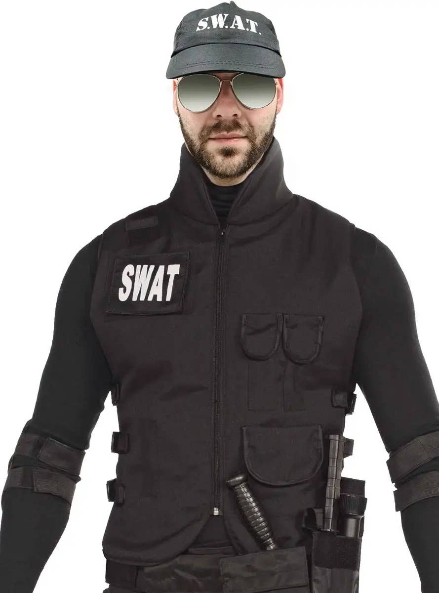 Image of SWAT Police Plus Size Men's Costume Vest - Close Image