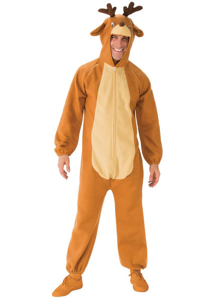 Image of Plush Reindeer Men's Christmas Costume Onesie - Main Image