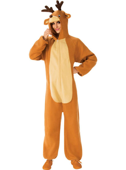 Image of Plush Reindeer Women's Christmas Costume Onesie - Main Image