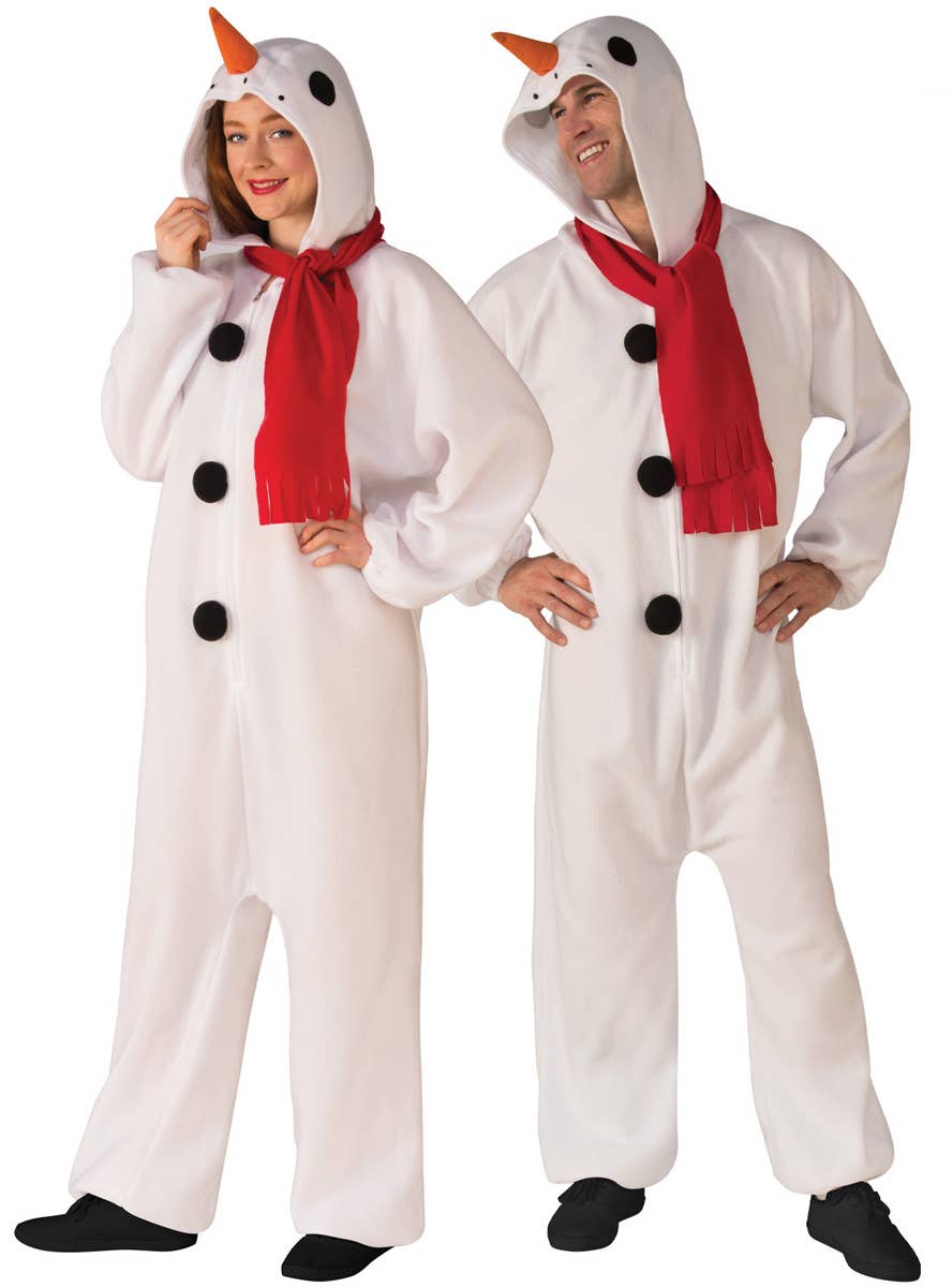 Image of Soft White Snowman Women's Christmas Costume - Couples Image