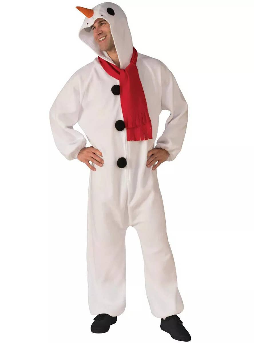 Image of Plush White Snowman Men's Christmas Costume - Main Image