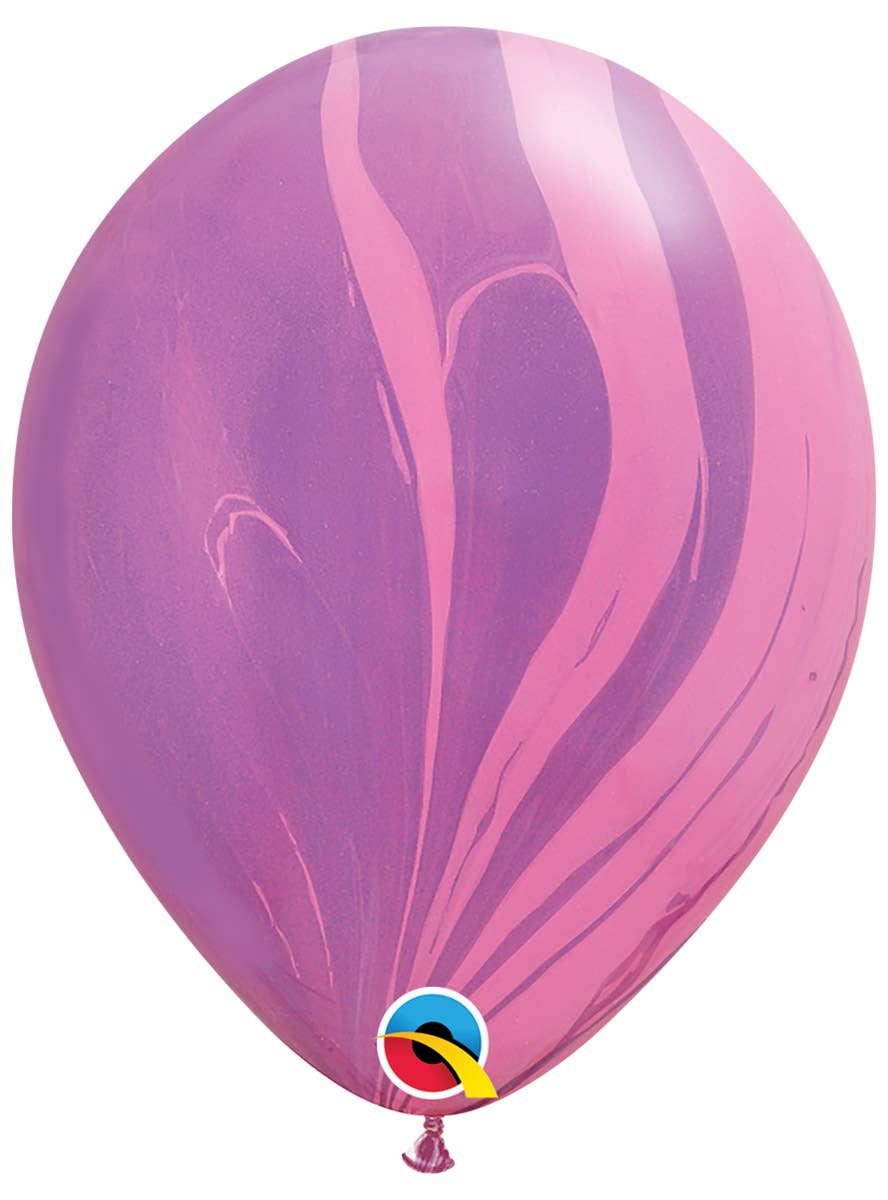 Image of Agate Marble Effect Pink And Violet 27cm Single Latex Balloon