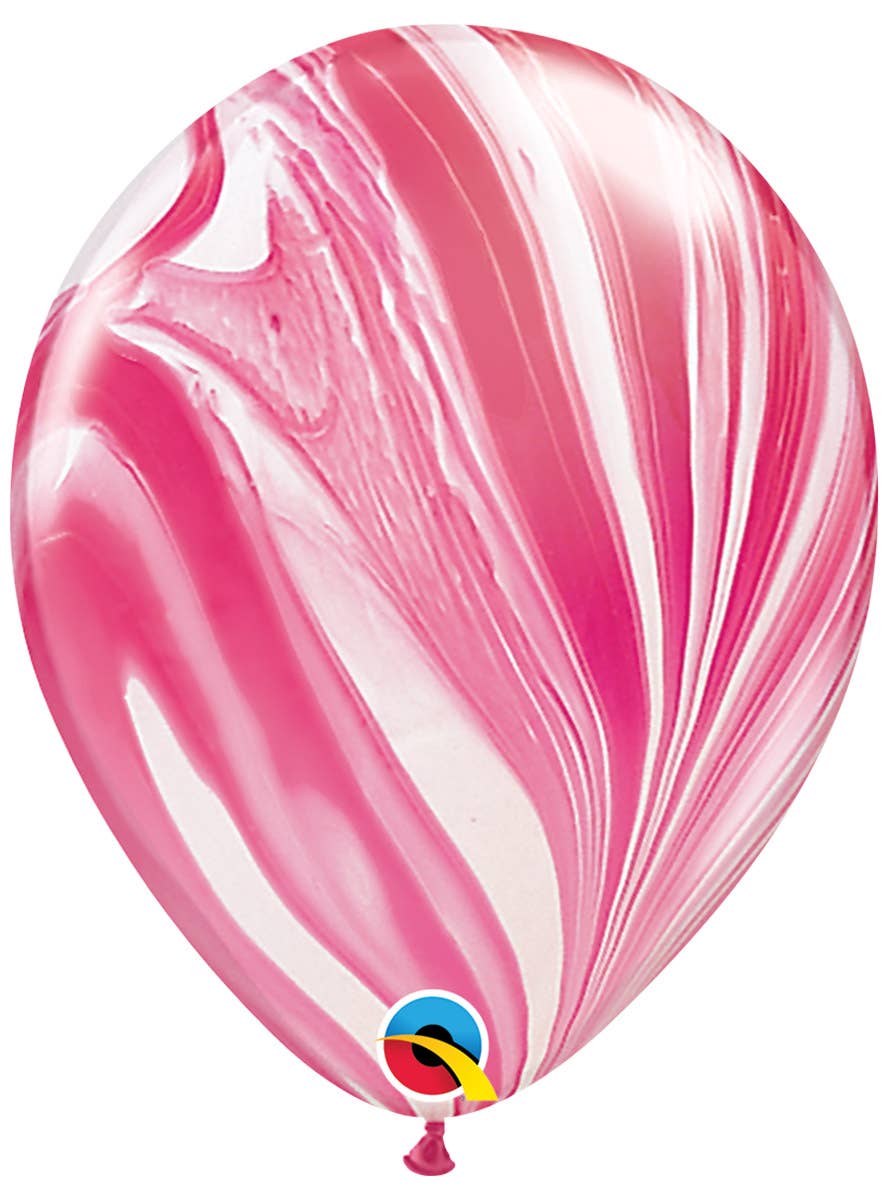 Image of Agate Marble Effect Red And White 27cm Single Latex Balloon