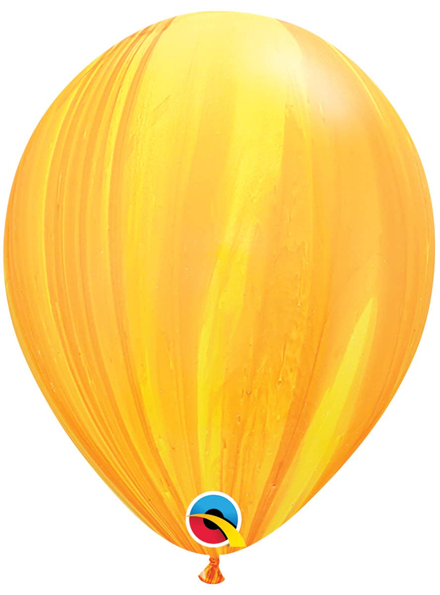 Image of Agate Marble Effect Yellow And Orange 27cm Single Latex Balloon