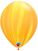 Image of Agate Marble Effect Yellow And Orange 27cm Single Latex Balloon