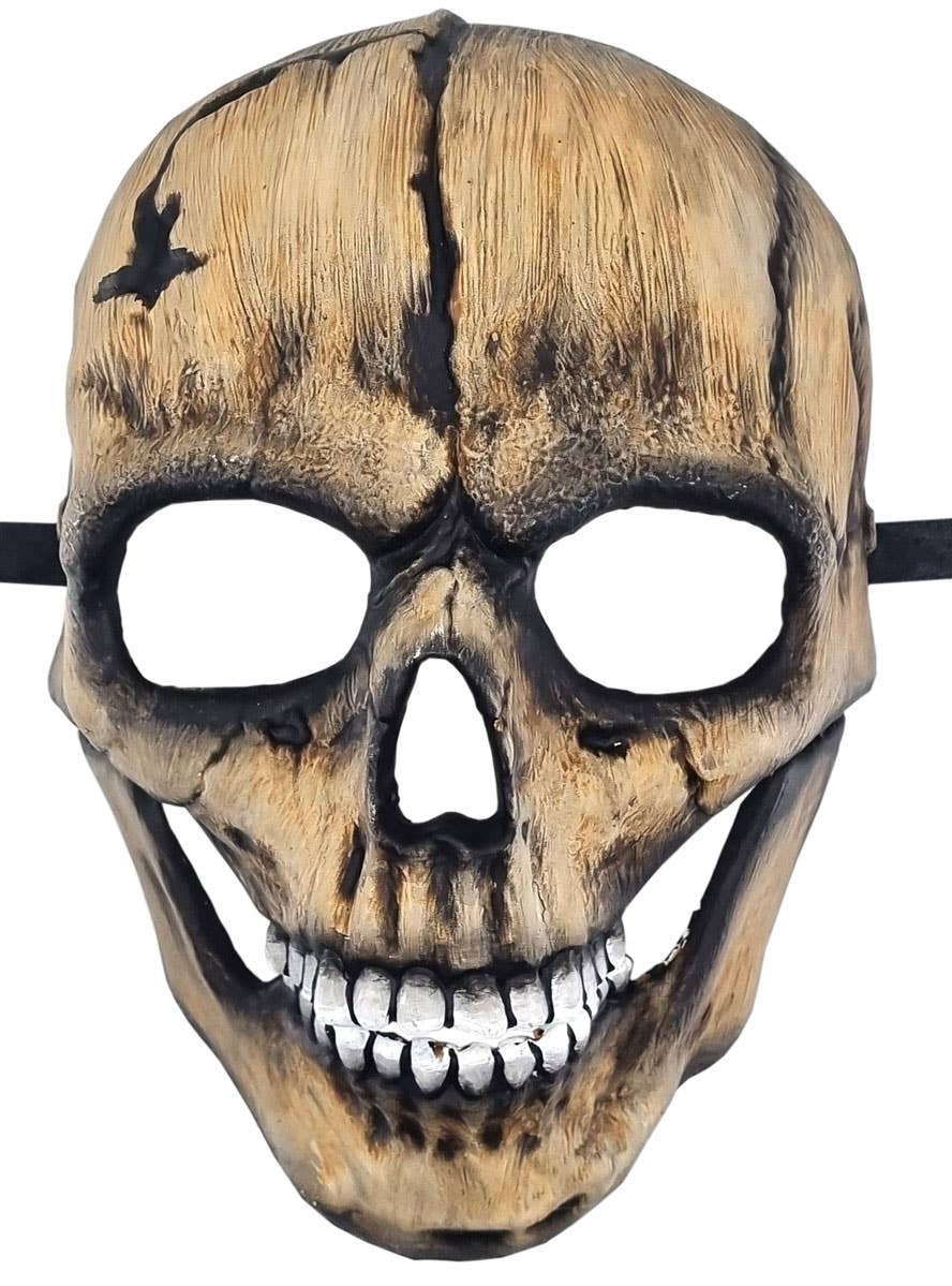 Image of Aged Bone Human Skull Halloween Costume Mask