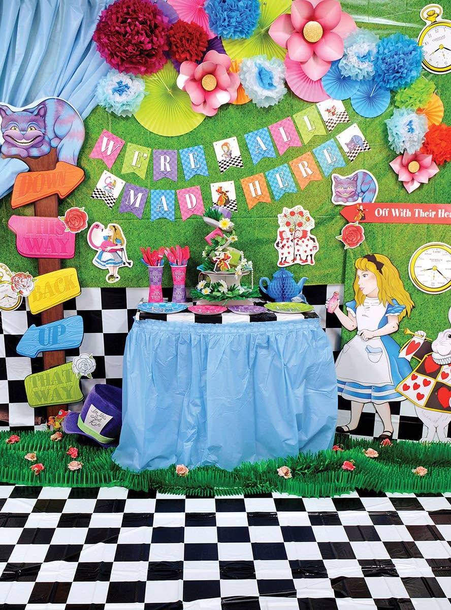 Image of Mad Hatter Were All Mad Here Party Banner - Party Decorations Image