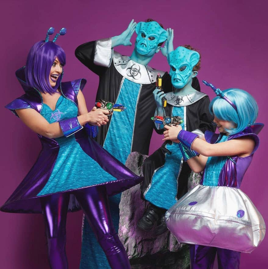 Girls Purple and Blue Space Alien Costume - Lifestyle Image