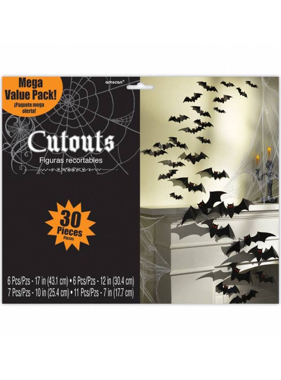 Black Cut Out Bats Halloween Decoration - Packaging Image