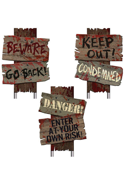Pack of Beware and Danger Signs Halloween Decoration - Main Image