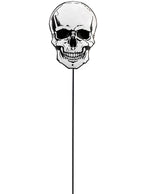 Image of Halloween Yard Stake with Black and White Skull