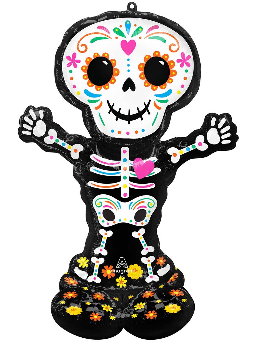 Self Standing Non-Helium Day of the Dead Skeleton Airloonz Balloon Halloween Decoration