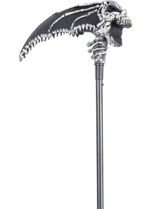 Image of Screaming Skull Head Halloween Scythe - Close Image