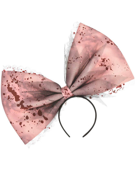 Image of Oversized Pink Blood Splattered Doll Bow Headband