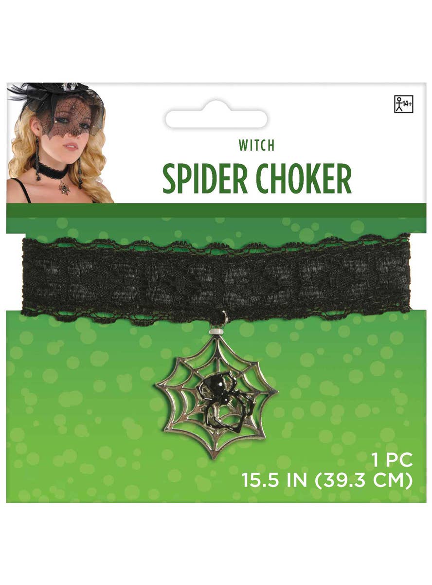 Image of Lace Choker with Spiderweb Pendant