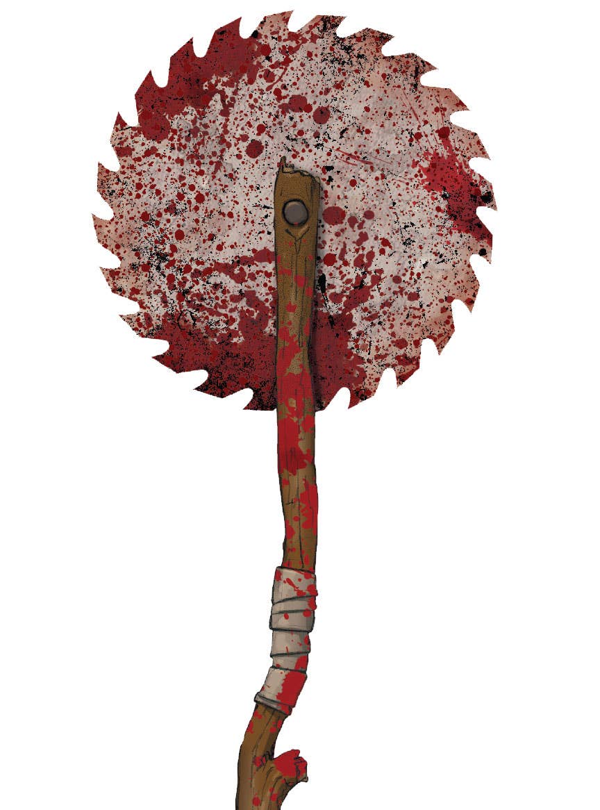 Image of Blood Splattered Circular Saw Halloween Costume Weapon - Close Image