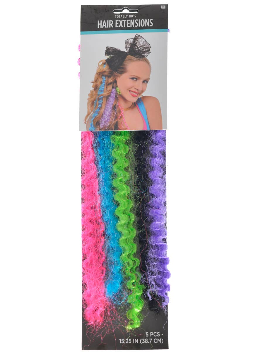 Image of 80s Accessory Totally 80s Neon Crimped Clip In Hair Extensions