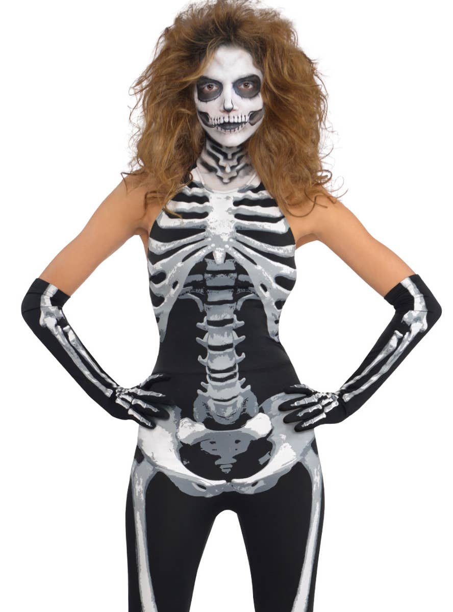 Image of Bone-A-Fied Babe Women's Skeleton Halloween Costume - Alternate Image