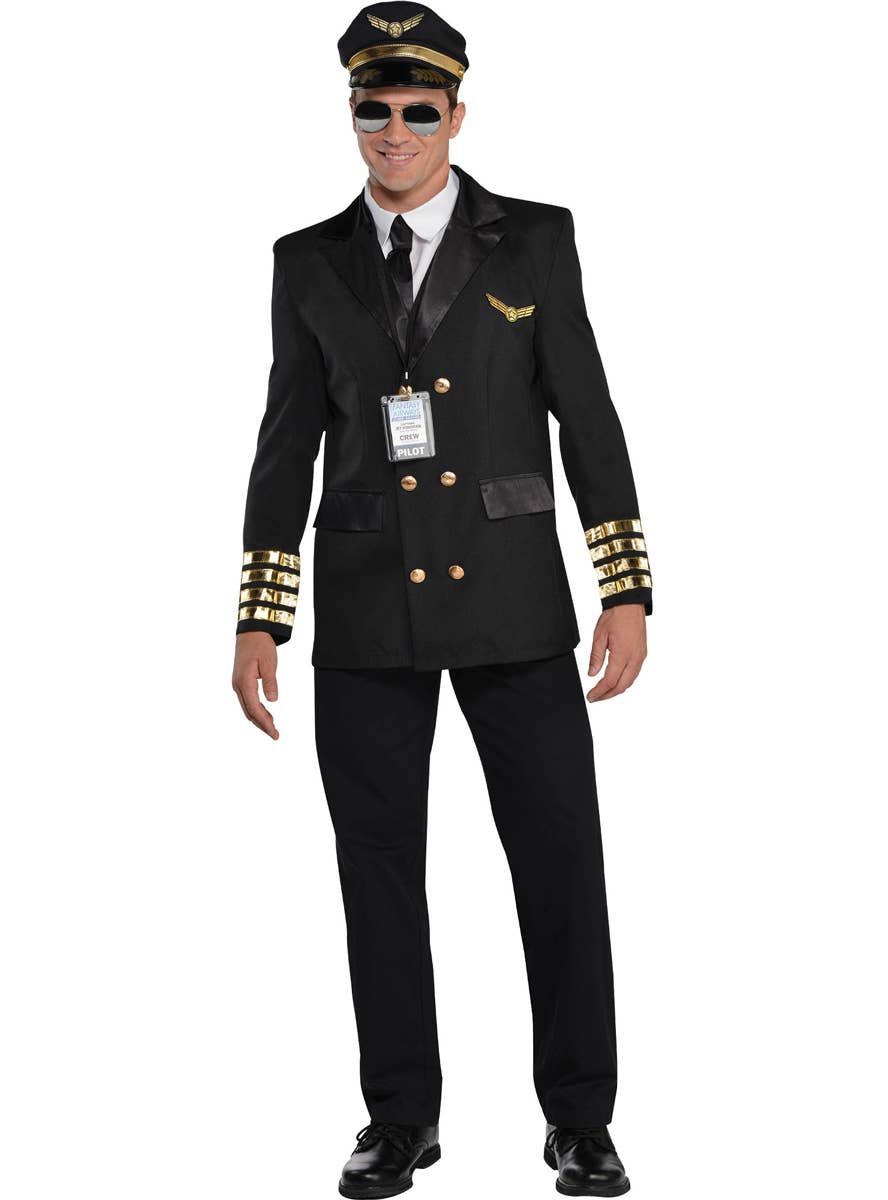 Plus Size Mens Pilot Uniform Dress Up Costume