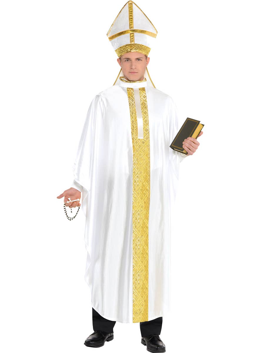 Mens White and Gold Pope Costume