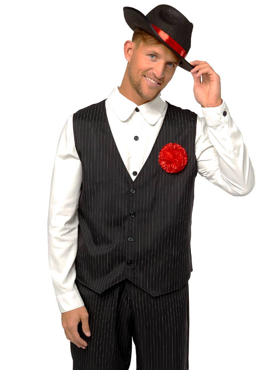 Black and White 1920s Gangster Costume for Men - Close Image