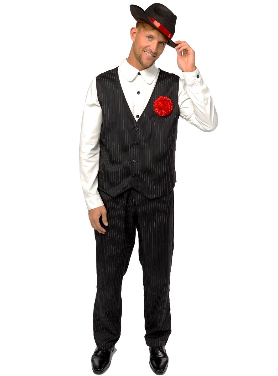 Black and White 1920s Gangster Costume for Men - Main Image