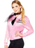 Plus Size Pink Satin Women's Pink Ladies Grease Costume Jacket - Front Image