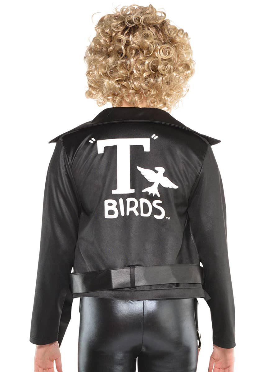 Black Leather Look Grease T-Birds Costume Jacket for Women - Back Image