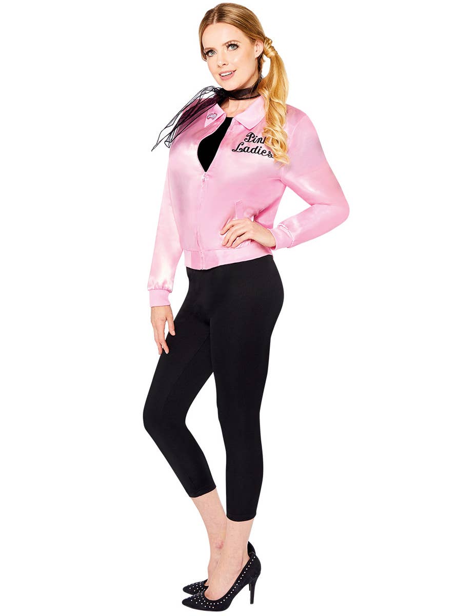 Plus Size Pink Satin Women's Pink Ladies Costume - Side Image