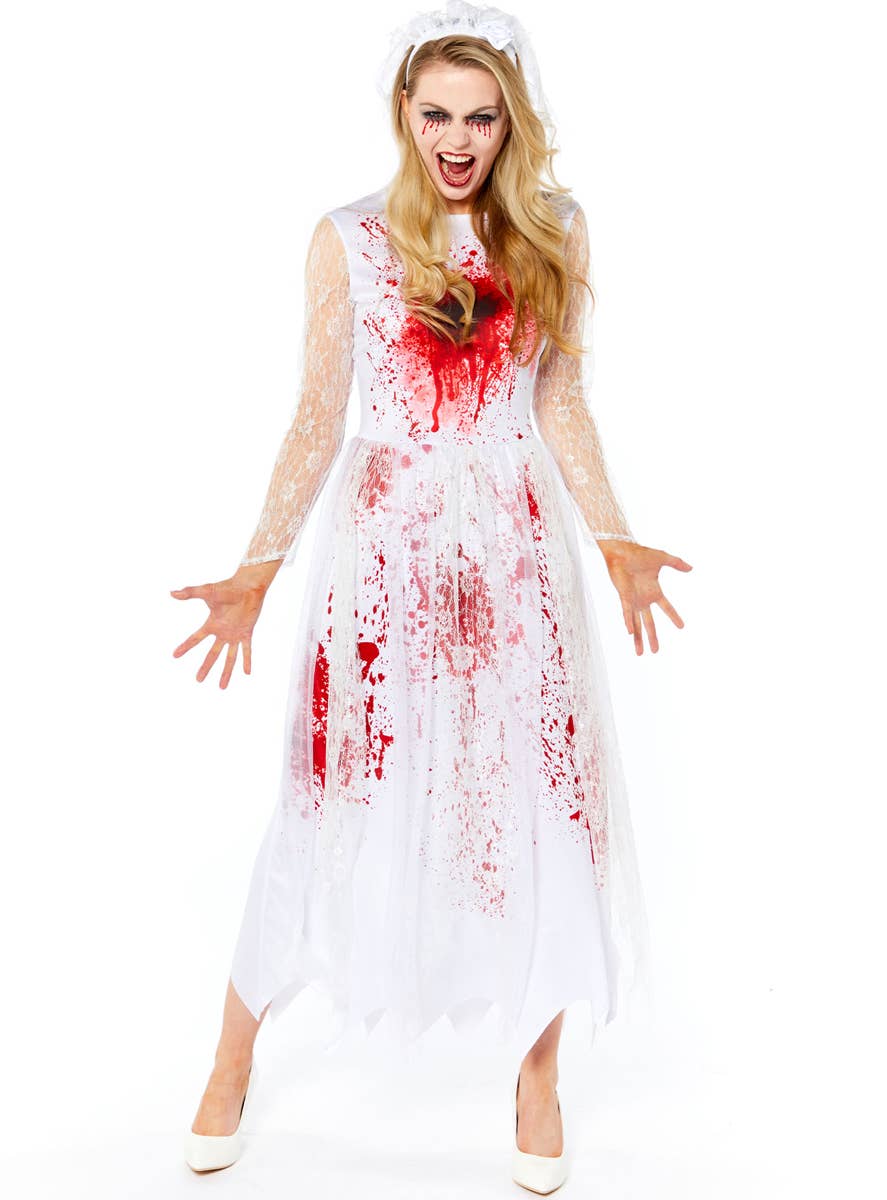 Image of Bloody Zombie Bride Plus Size Women's Halloween Costume
