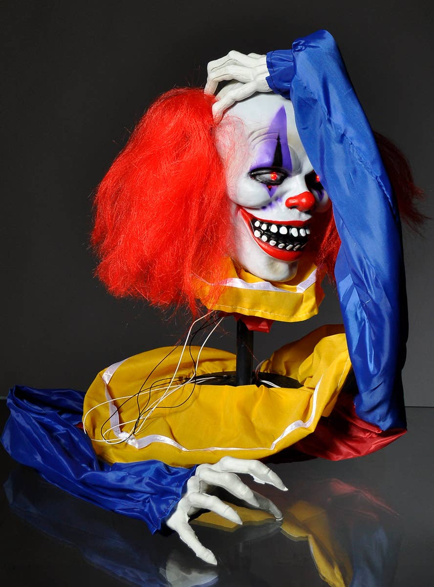 Image of Animated Head Raising Evil Clown Halloween Decoration - Alternate Image