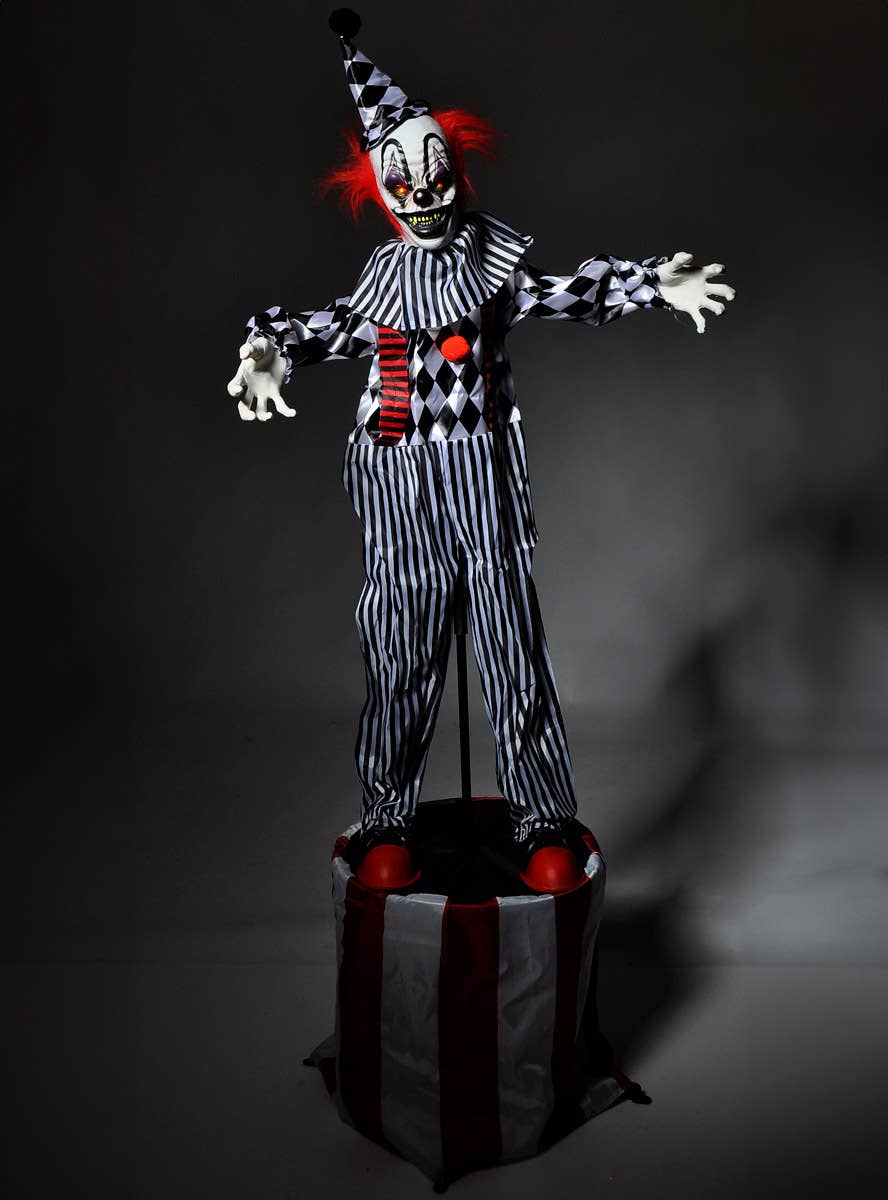 Image of Animated Evil Circus Clown Standing Halloween Decoration - Alternate Image
