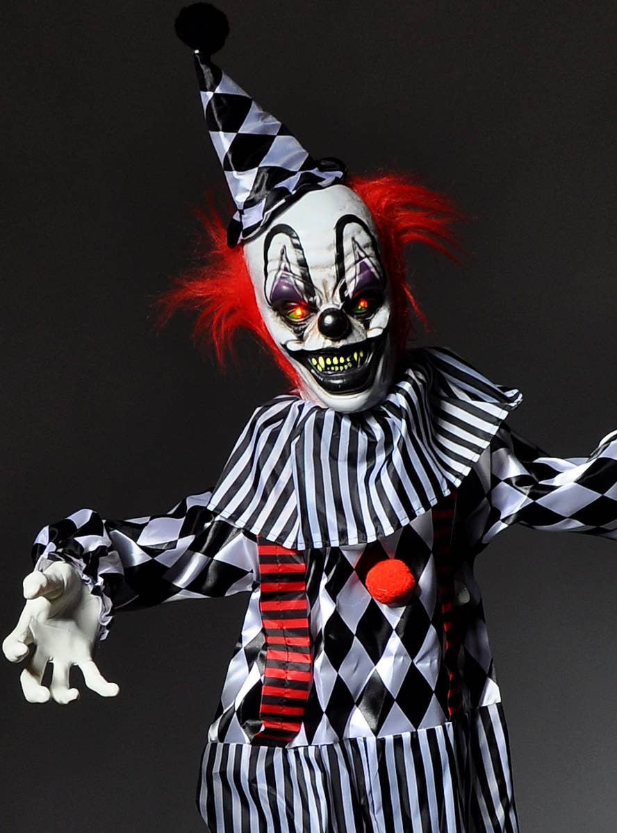 Image of Animated Evil Circus Clown Standing Halloween Decoration - Alternate Close Image