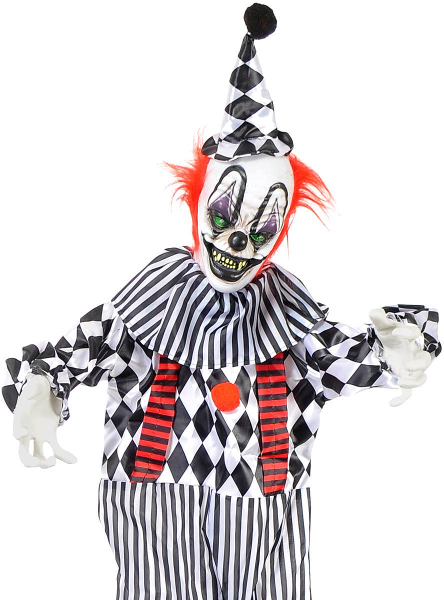 Image of Animated Evil Circus Clown Standing Halloween Decoration - Close Image