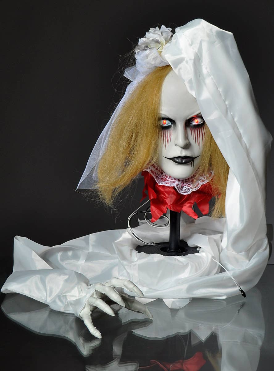 Image of Animated Head Raising Ghost Bride Halloween Decoration - Close Image