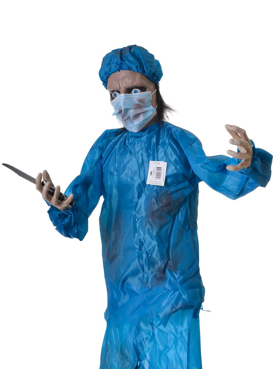 Animated Light Up Crazy Surgeon with Knife Halloween Decoration with Sounds - Close Image 2