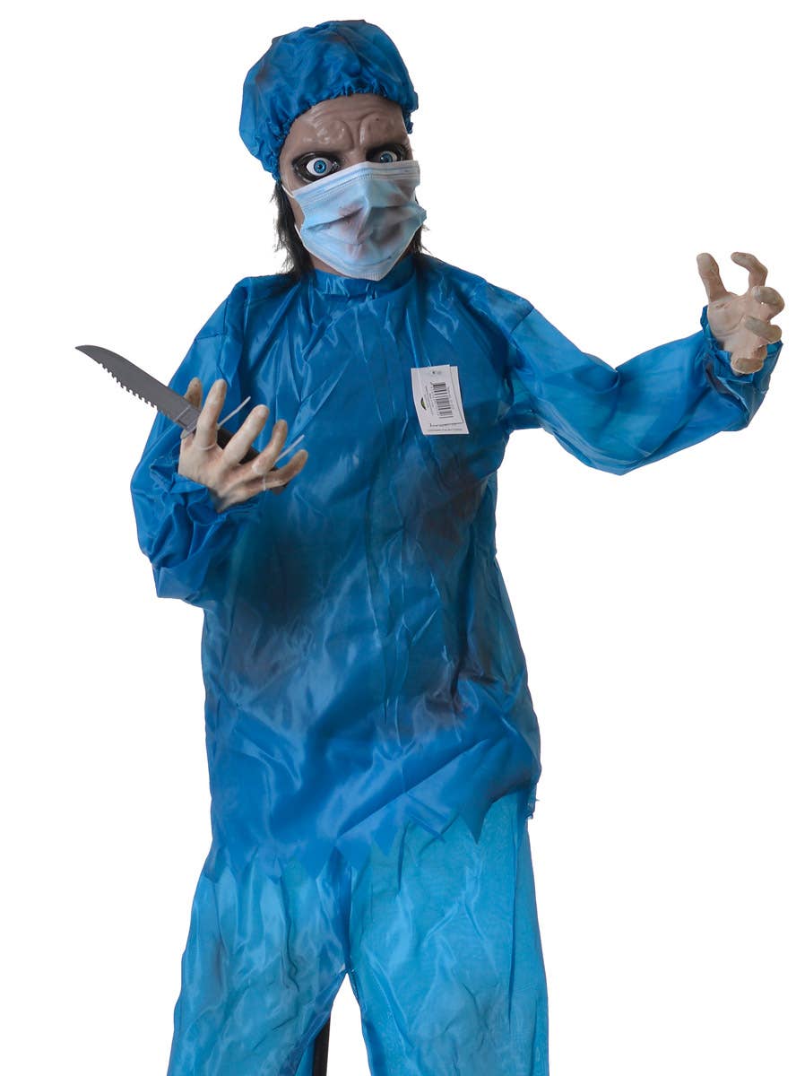 Animated Light Up Crazy Surgeon with Knife Halloween Decoration with Sounds - Close Image 1