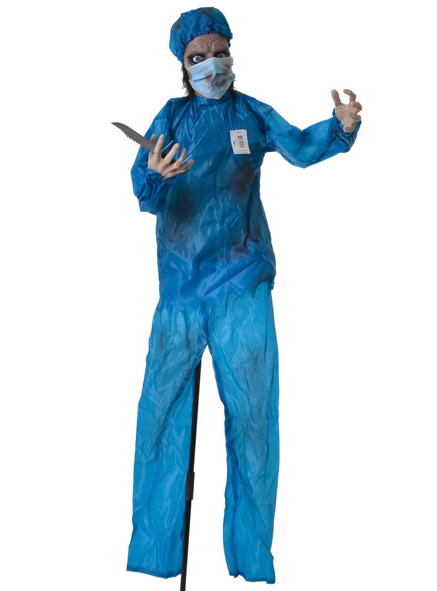 Animated Light Up Crazy Surgeon with Knife Halloween Decoration with Sounds - Alternative Image