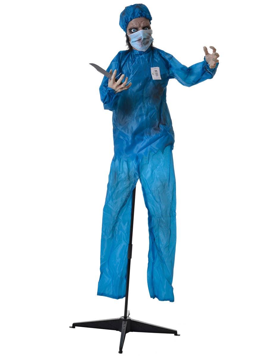 Animated Light Up Crazy Surgeon with Knife Halloween Decoration with Sounds - Main Image