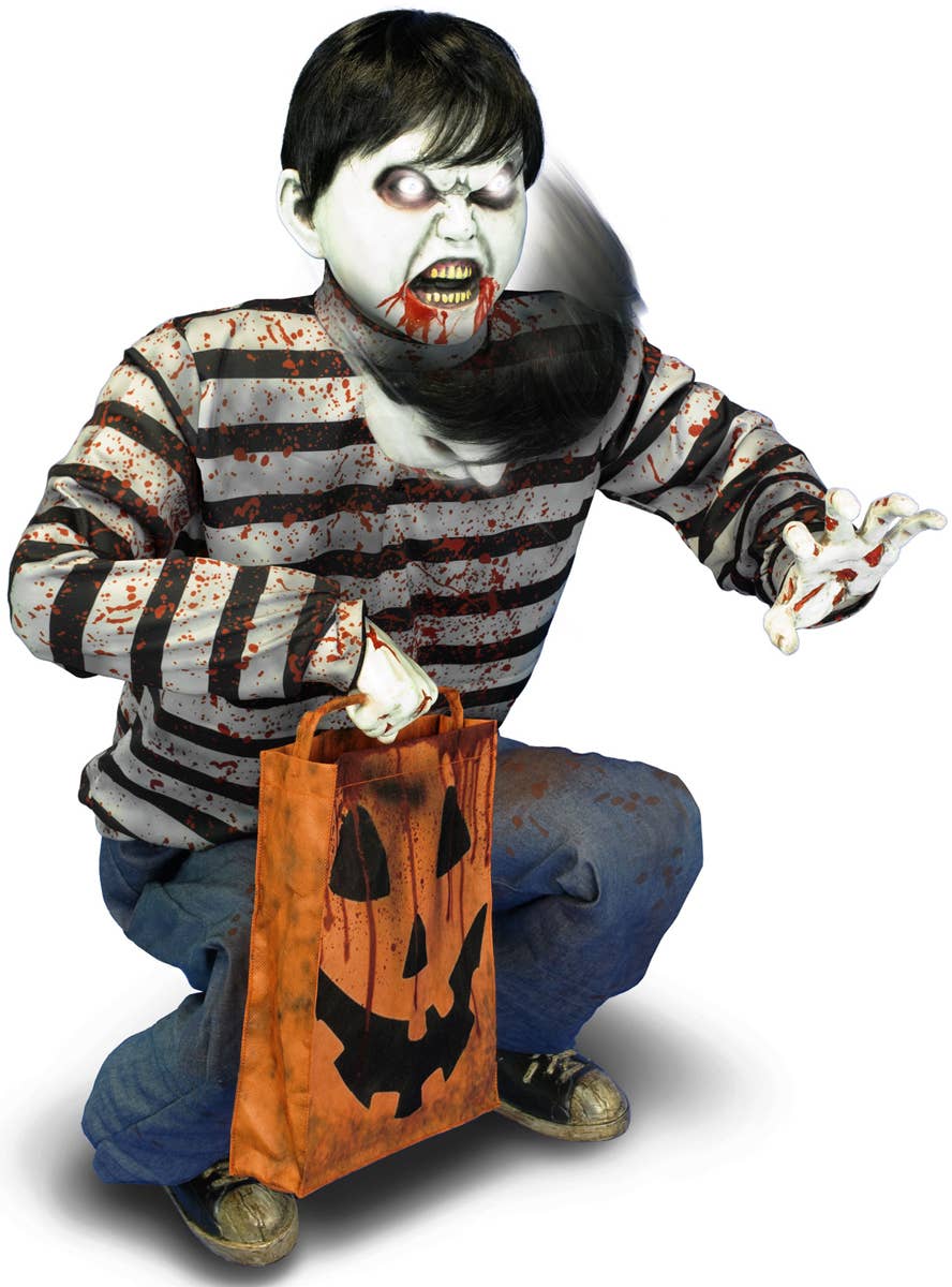 Image of Animatronic Crouching Zombie Child Deluxe Halloween Decoration