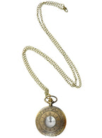 Image of Novelty Gold Pocket Watch on Chain Costume Accessory - Full View