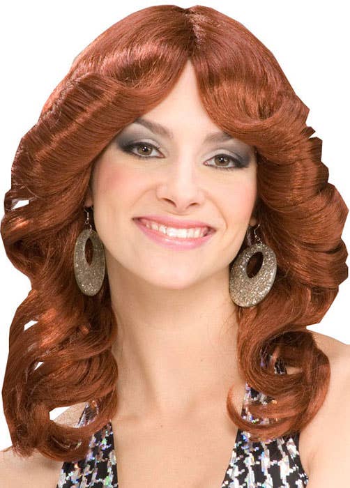 Auburn  Front Flick 1970s Womens Disco Costume Wig 