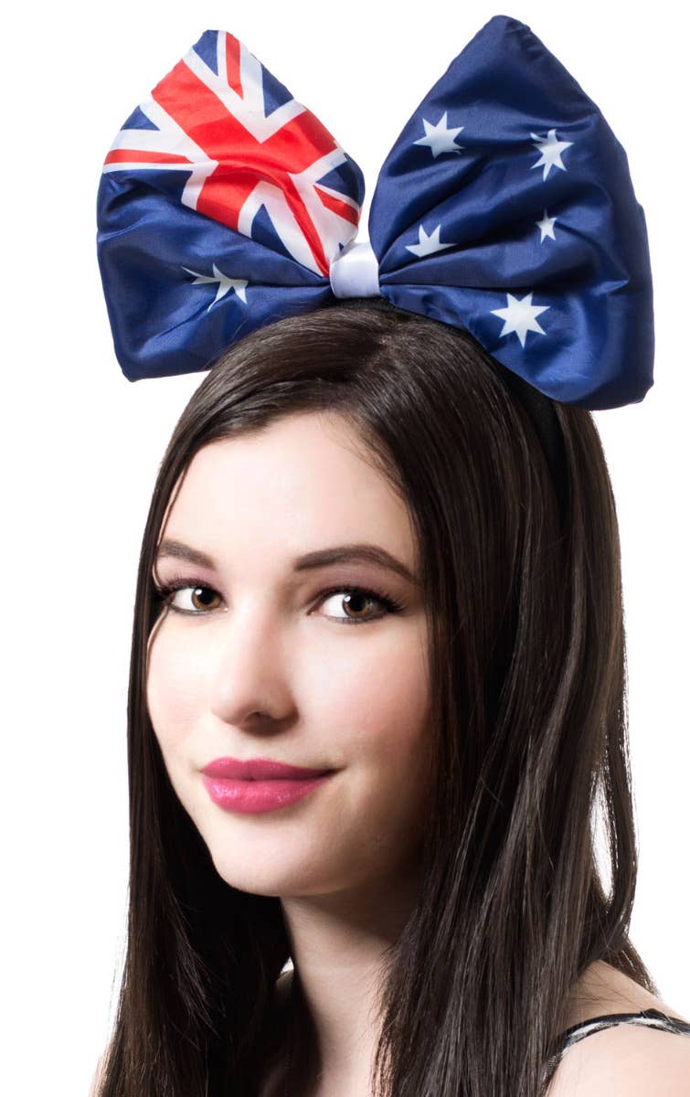 Australia Day Jumbo Flag Bow Headband Costume Accessory - Main Image