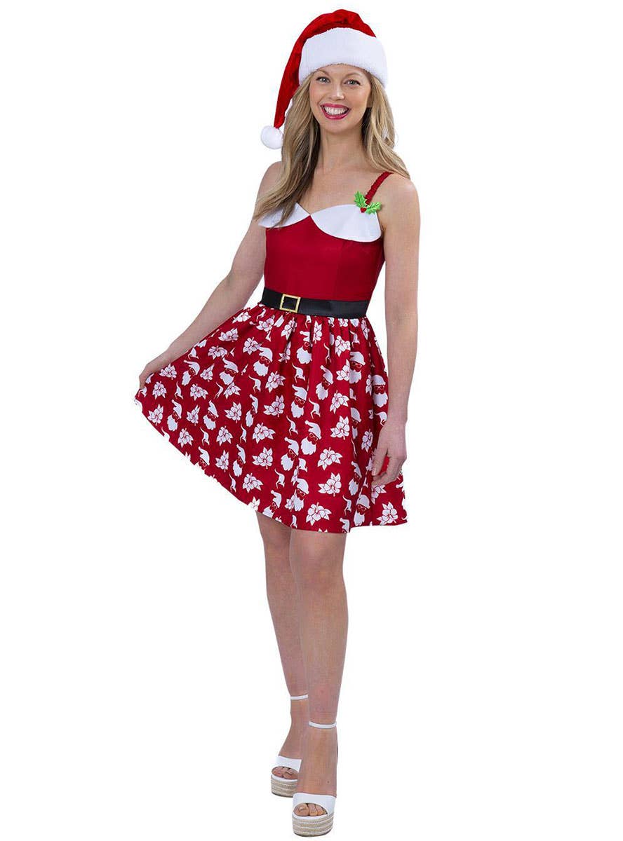 Image of Australian Christmas Plus Size Womens Red Printed Costume Dress