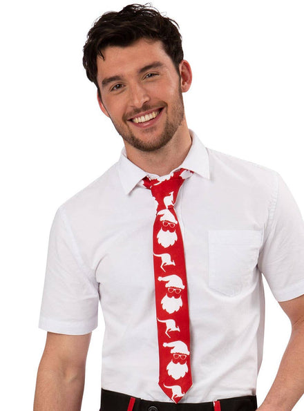 Image of Australian Christmas Print Red Costume Tie